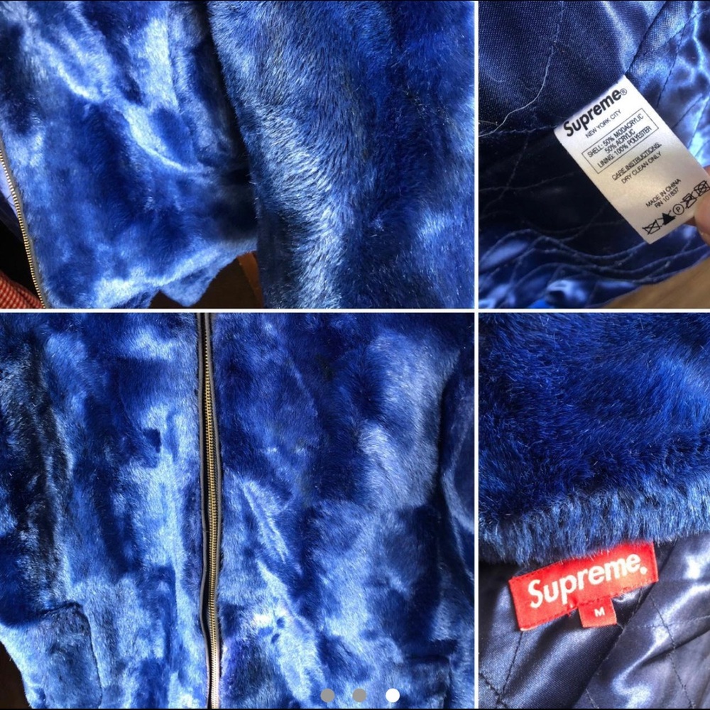 Supreme faux fur royal blue jacket hoodie - Picture 3 of 3